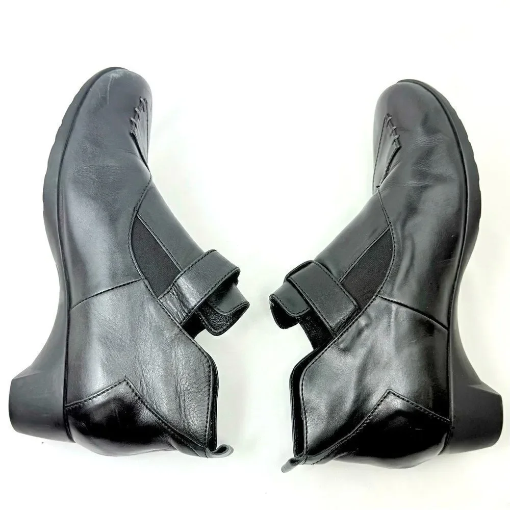 Wolky NAMIBIA Black Leather Cross Strap Support Orthotic Walking Ankle Boot